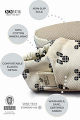 Kokopatik, Non-Slip Sole, Organic Cotton Lined Home Slippers, First Step Shoes, Mickey Patterned Slippers