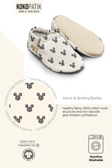 Kokopatik, Non-Slip Sole, Organic Cotton Lined Home Slippers, First Step Shoes, Mickey Patterned Slippers