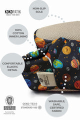 Kokopatik, Non-Slip Sole, Organic Cotton Lined Home Slippers, First Step Shoes, Happy Space Patterned Slippers