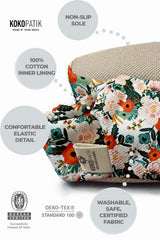 Kokopatik, Non-Slip Sole, Organic Cotton Lined Home Slippers, First Step Shoes, April Flowers Patterned Slippers