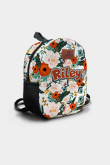 April Flower Pattern Personalized Backpack – Medium Size Kids Backpack for Ages 3–6, Daycare Bag
