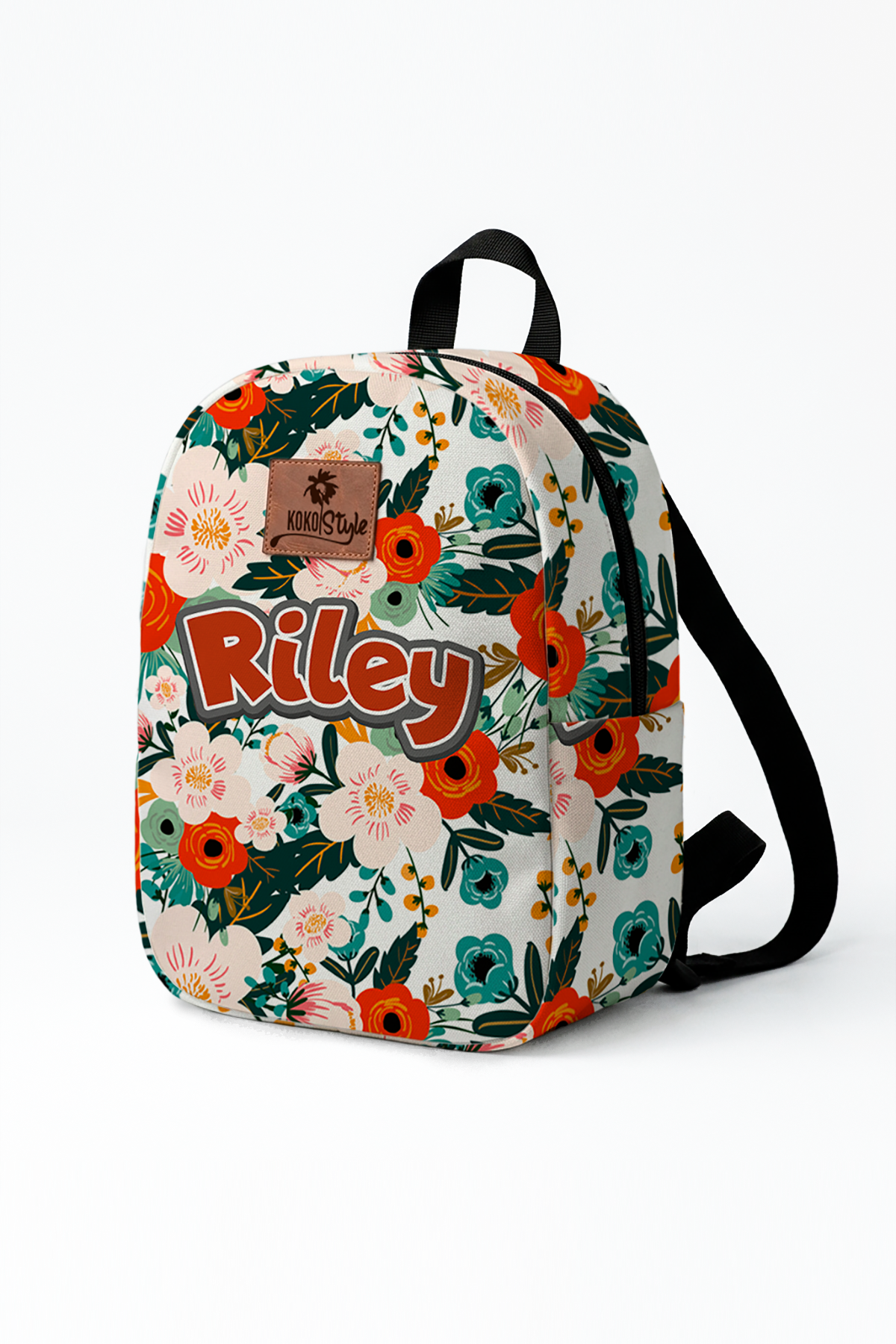 April Flower Pattern Personalized Toddler Backpack – Small Size Kids Backpack for Ages 1–3, Daycare Bag