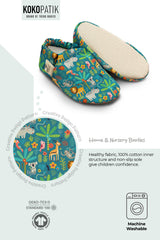 Kokopatik, Non-Slip Sole, Home Nursery Booties, Unisex Baby Booties, Cotton Newborn Booties, Forest Patterned Booties