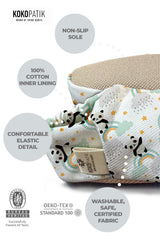 Kokopatik Organic Cotton Baby Booties – Non-Slip Sole, Newborn Booties, Home & Nursery Shoes, Panda Pattern Booties