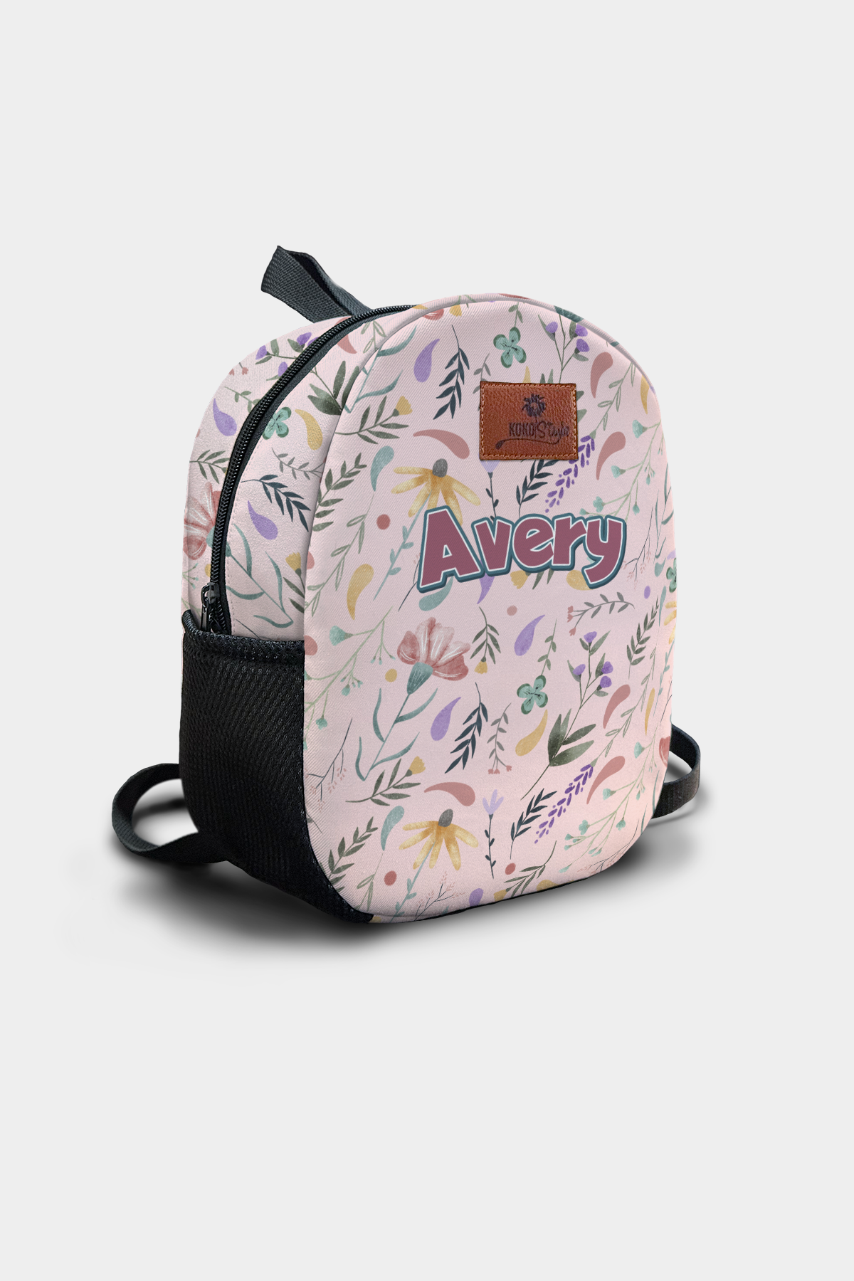 Pink Spring Pattern Personalized Backpack – Medium Size Kids Backpack for Ages 3–6, Daycare Bag