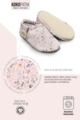 Kokopatik, Non-Slip Sole, Home Nursery Booties, Unisex Baby Booties, Cotton Newborn Booties, Pink Spring Patterned Booties
