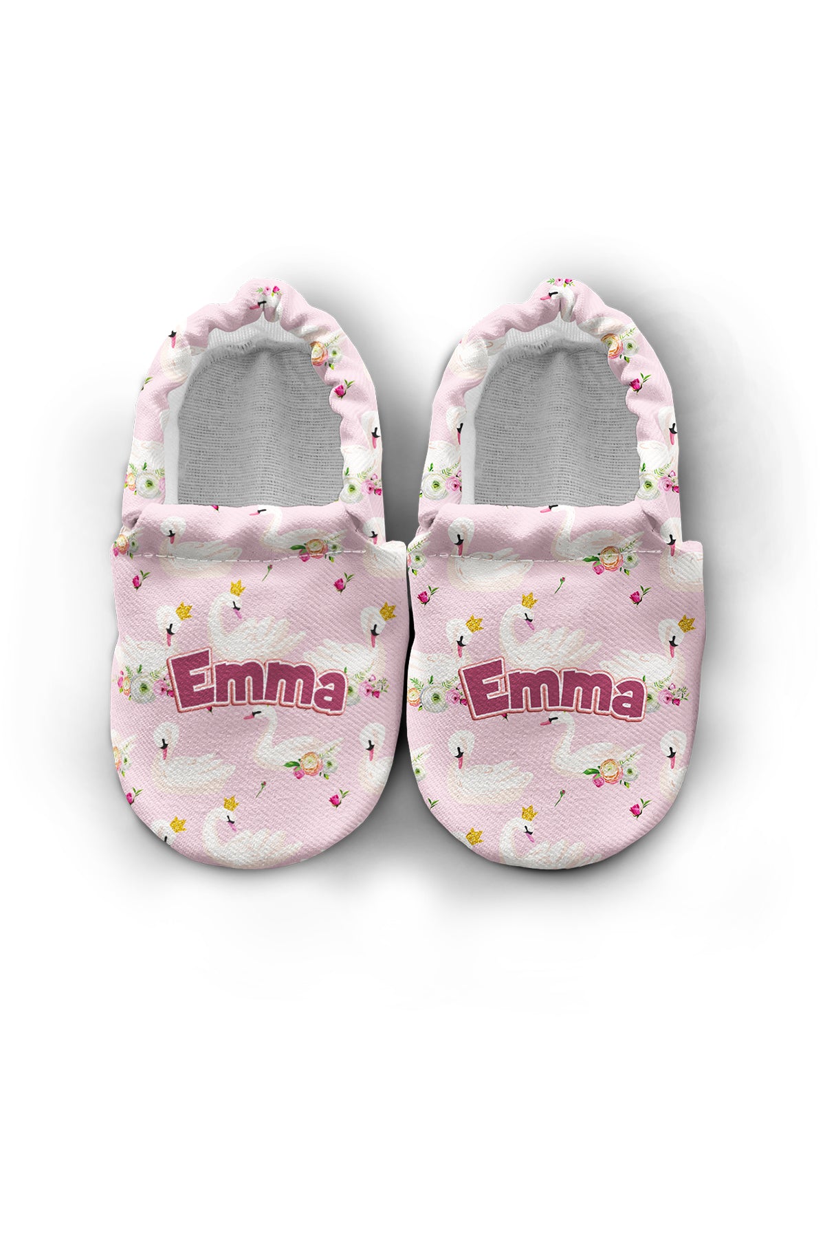 Make It Yours – Personalized Crowned Swan Pattern Booties for Babies | Non-Slip, Cotton, Unisex