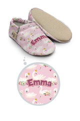 Make It Yours – Personalized Crowned Swan Pattern Booties for Babies | Non-Slip, Cotton, Unisex