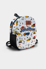 Construction Pattern Personalized Backpack – Medium Size Kids Backpack for Ages 3–6, Daycare Bag