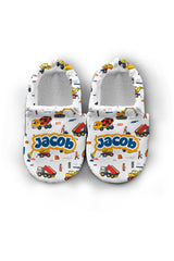 Make It Yours – Personalized Construction Site Booties for Babies | Non-Slip, Organic Cotton, First Step Shoes