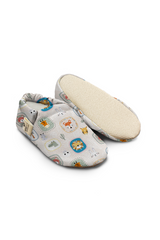 Kokopatik Organic Cotton Baby Booties, Non-Slip Sole, Newborn Shoe, Indoor/Creche Footwear, Serengeti Pattern