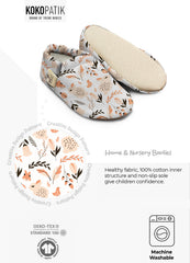 Kokopatik Organic Cotton Baby Booties – Non-Slip Sole, Newborn Booties, Home & Nursery Shoes, Salmon Bunny Pattern Booties