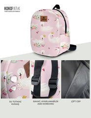 Crowned Swan Pattern Toddler Backpack – Small Size Kids Backpack for Ages 1–3, Daycare Bag
