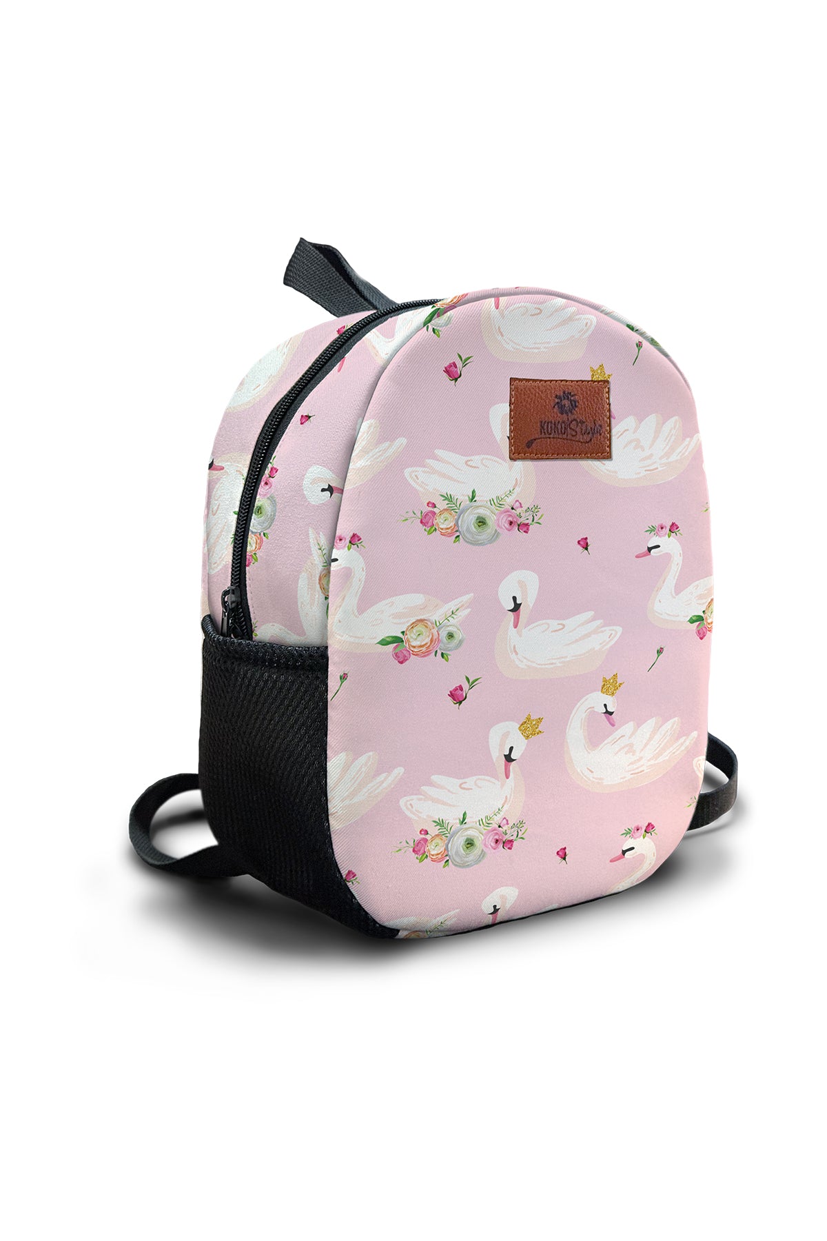 Crowned Swan Pattern Preschool Backpack – Medium Size Kids Backpack for Ages 3–5, Daycare Bag