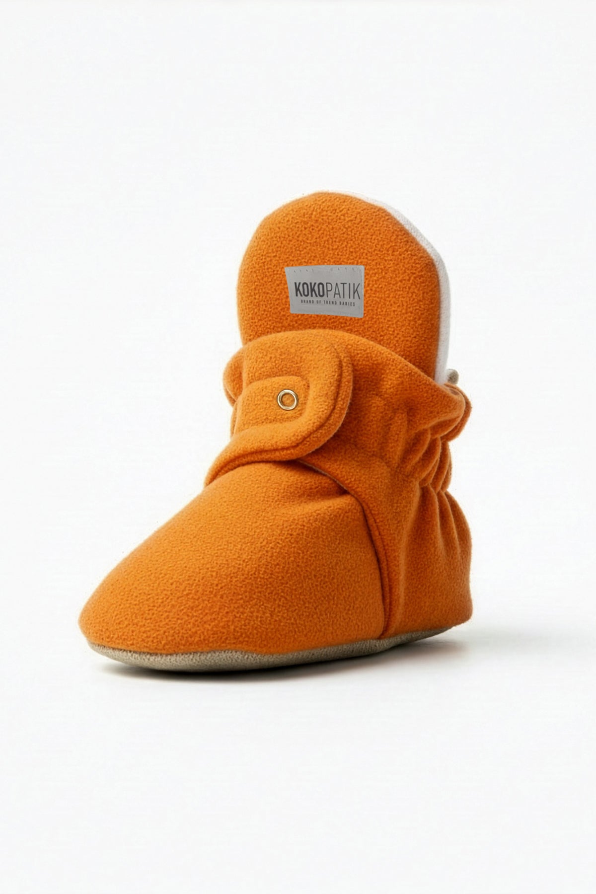Orange Fleece Baby Booties – Soft, Non-Slip Indoor Slippers for Babies