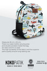 Flying Vehicles Pattern Preschool Backpack – Medium Size Kids Backpack for Ages 3–5, Daycare Bag