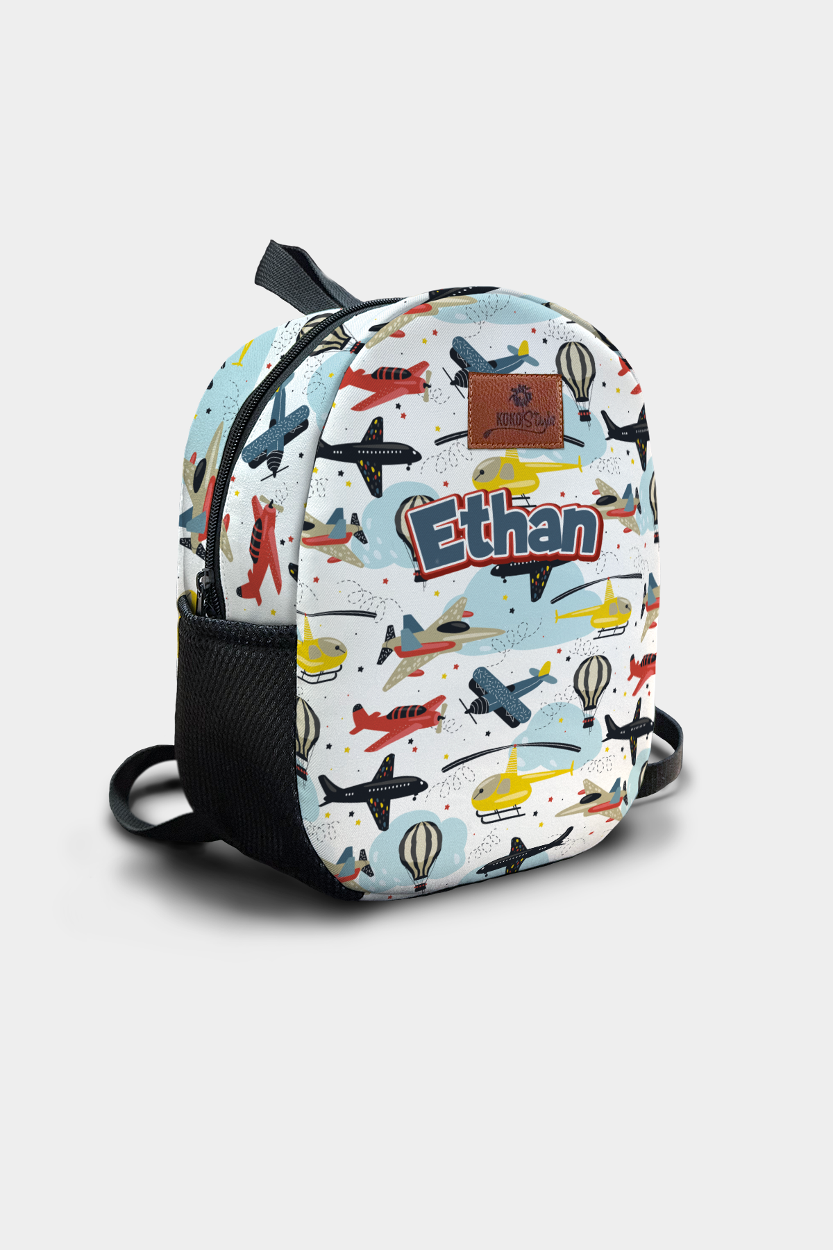 Flying Vehicles Pattern Personalized Backpack – Medium Size Kids Backpack for Ages 3–6, Daycare Bag