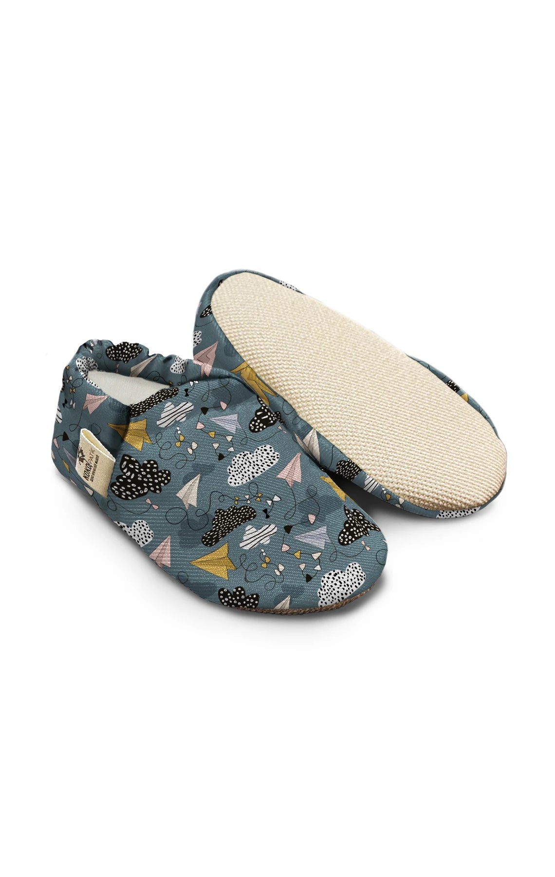 Kokopatik Organic Cotton Baby Booties – Non-Slip Sole, Newborn Booties, Home & Nursery Shoes, Kite Pattern Booties