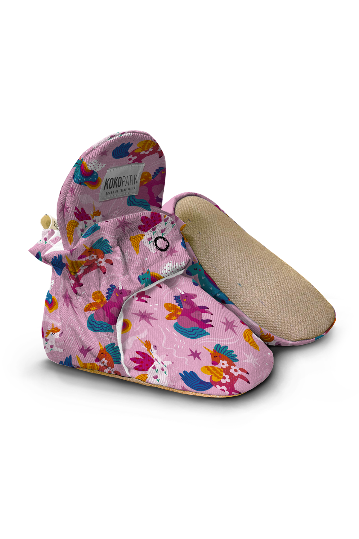 Unicorn Pattern Slippers, Non-Slip Sole, Organic Cotton Lined, Unisex Baby Slippers