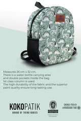 Green Dino Pattern Preschool Backpack – Medium Size Kids Backpack for Ages 3–5, Daycare Bag