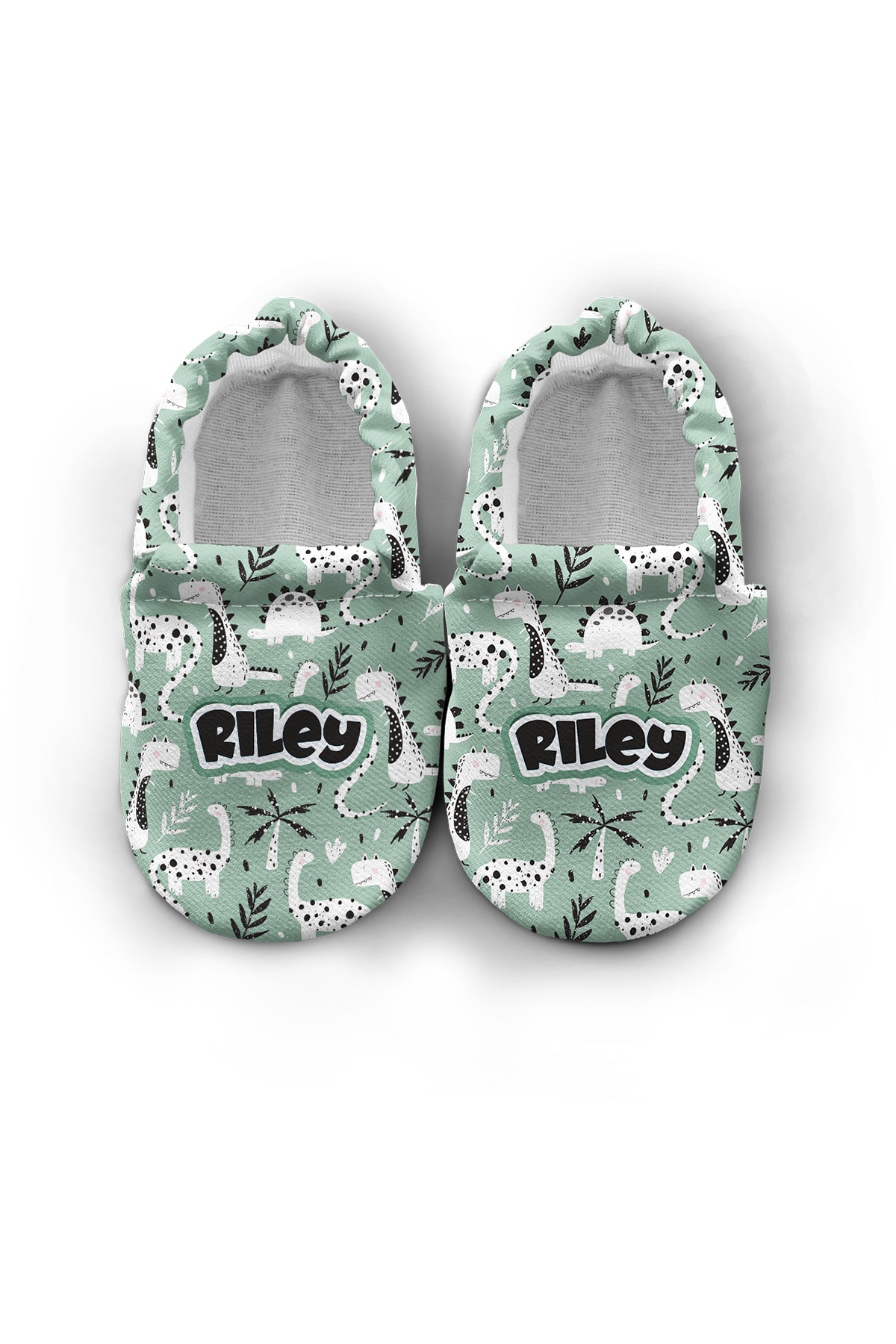 Make It Yours – Personalized Green Dino Booties for Babies | Non-Slip, Cotton, Unisex